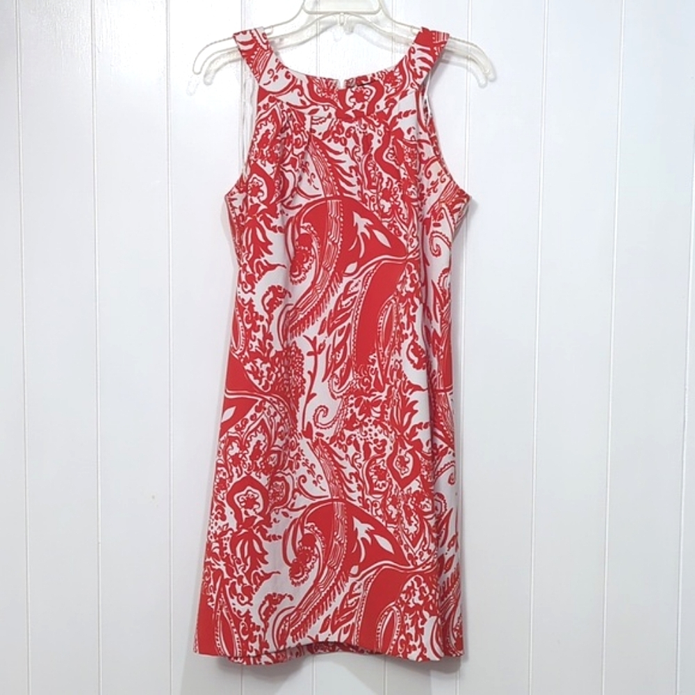 Perceptions Red and White Paisley Sheath Dress